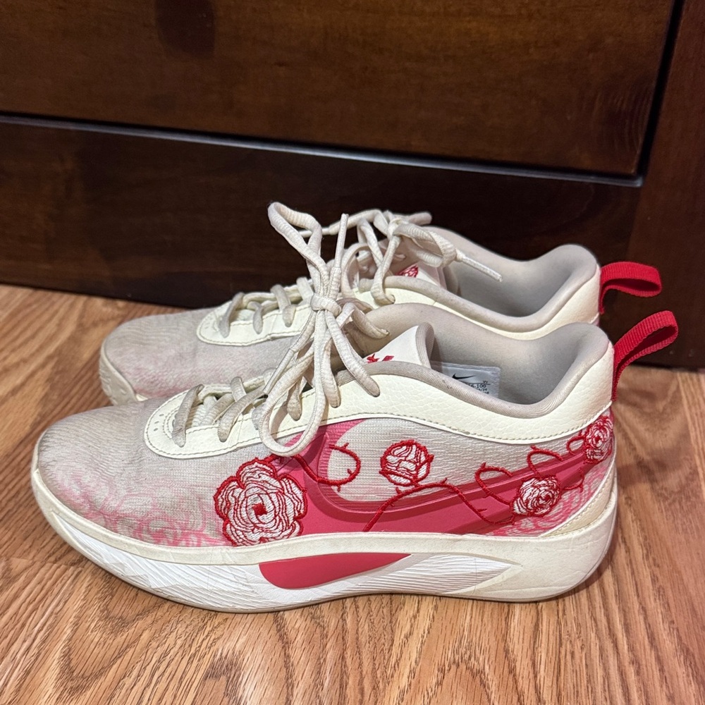 Nike Cream and Pink Floral Athletic Sneakers